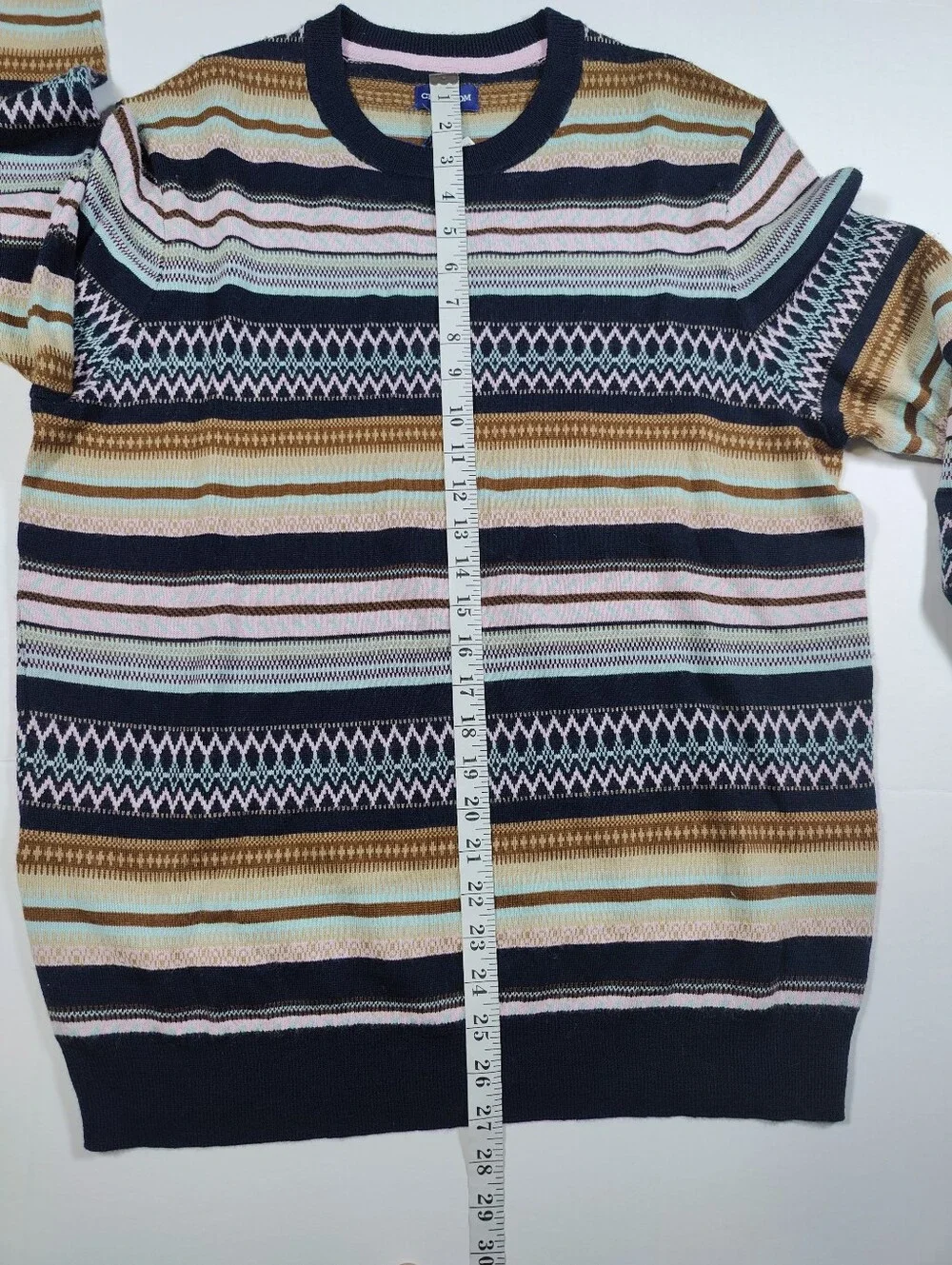 NWT Club Room Fair Isle Merino Wool Pastel/Earth Toned Crewneck Sweater Size L